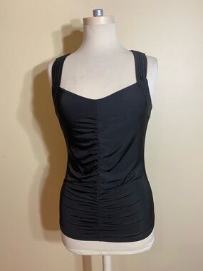 Carmen Marc Valvo Black Ruched Camisole